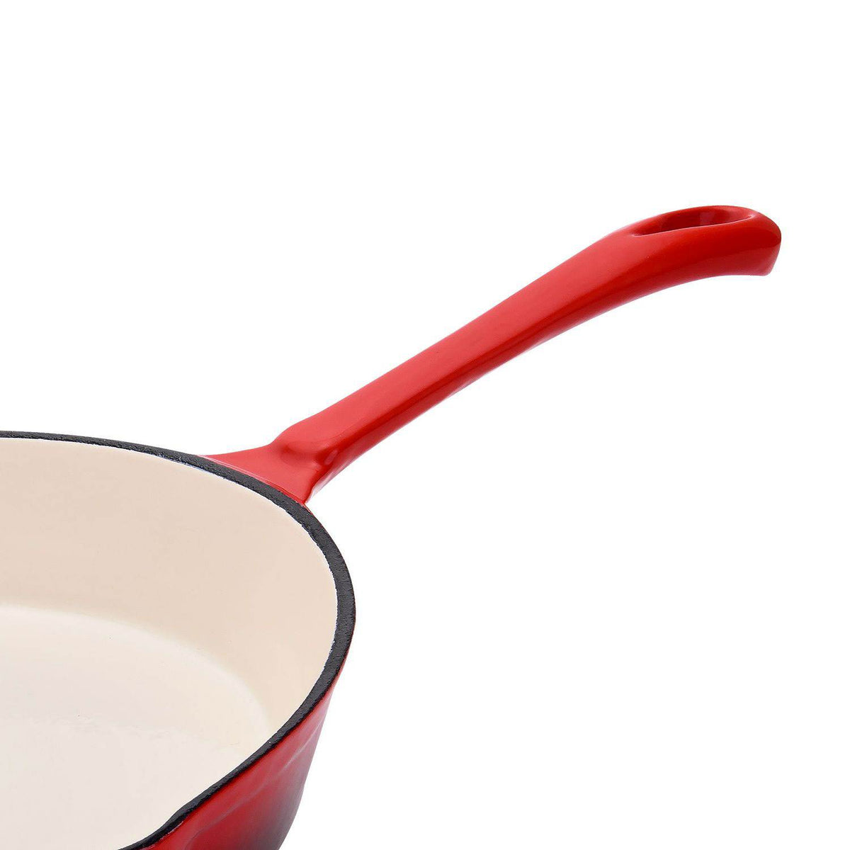Hamilton Beach 10 Inch Enameled Coated Solid Cast Iron Frying Pan Skillet, Red