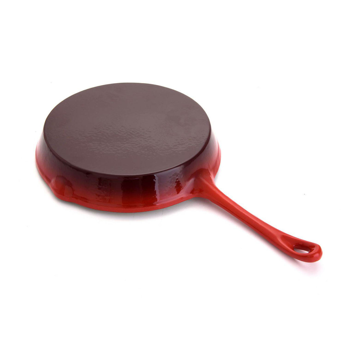 Hamilton Beach 10 Inch Enameled Coated Solid Cast Iron Frying Pan Skillet, Red