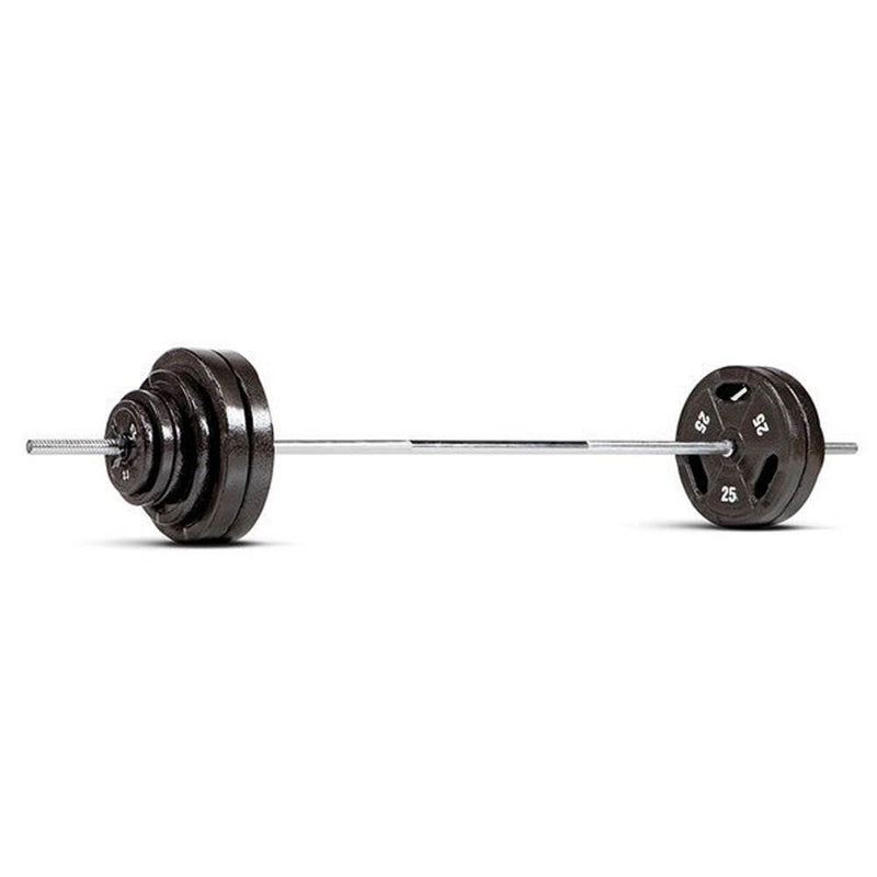 Marcy Classic Durable 160 Pound Standard Workout Barbell and Weight Plates Set