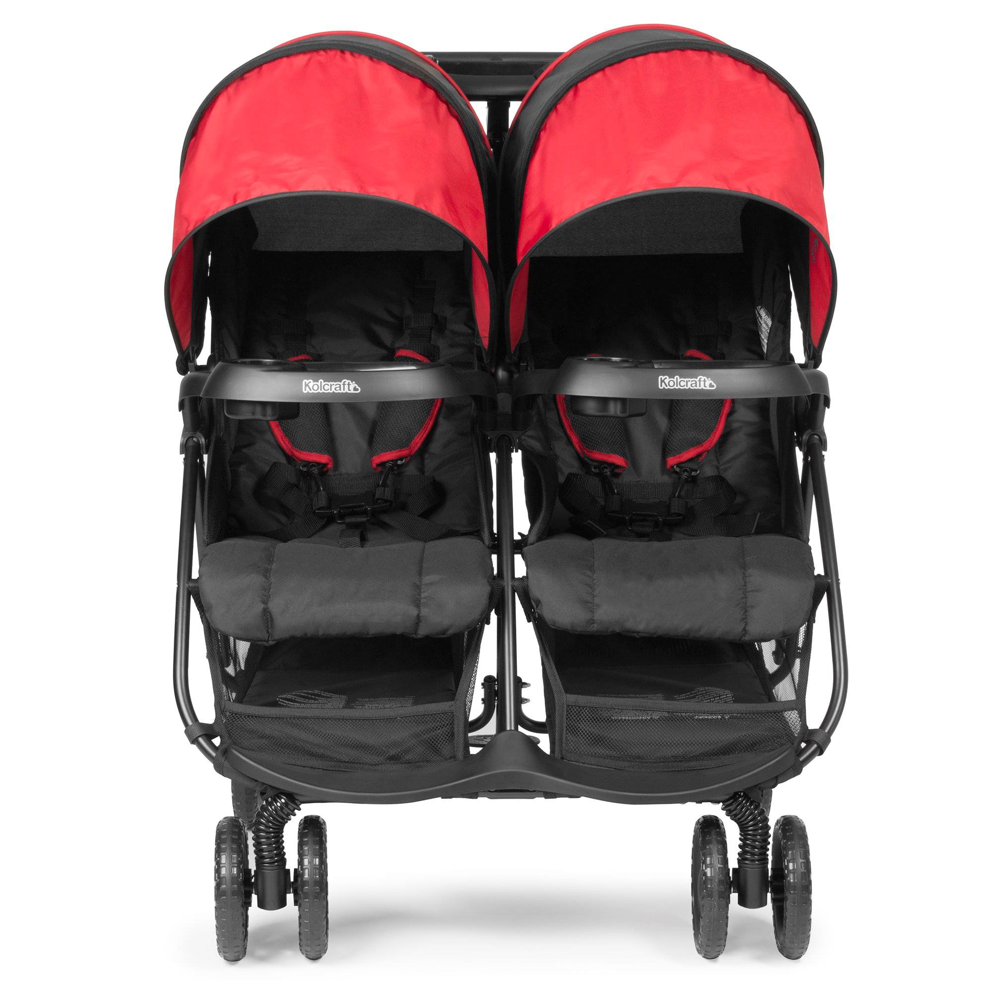 Kolcraft Cloud Plus Light Double Stroller w/ Extra Storage, Red/Black (Open Box) - VMInnovations
