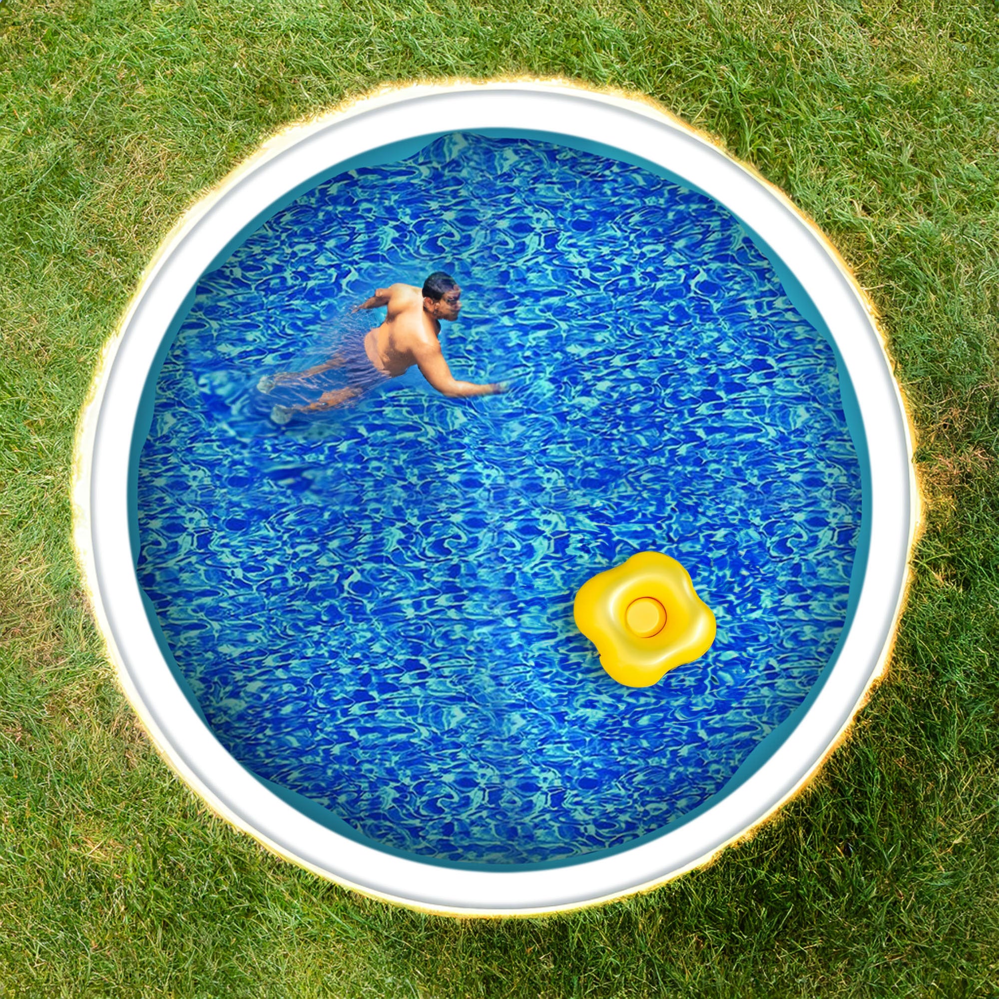 Swimline 21 Foot Swirl Blue Round Above Ground Pool Wall Overlap Liner (Used) - VMInnovations