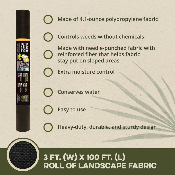 DeWitt 4.1-Oz Home & Commercial Landscape Weed Barrier Fabric, 3 x 100 Feet