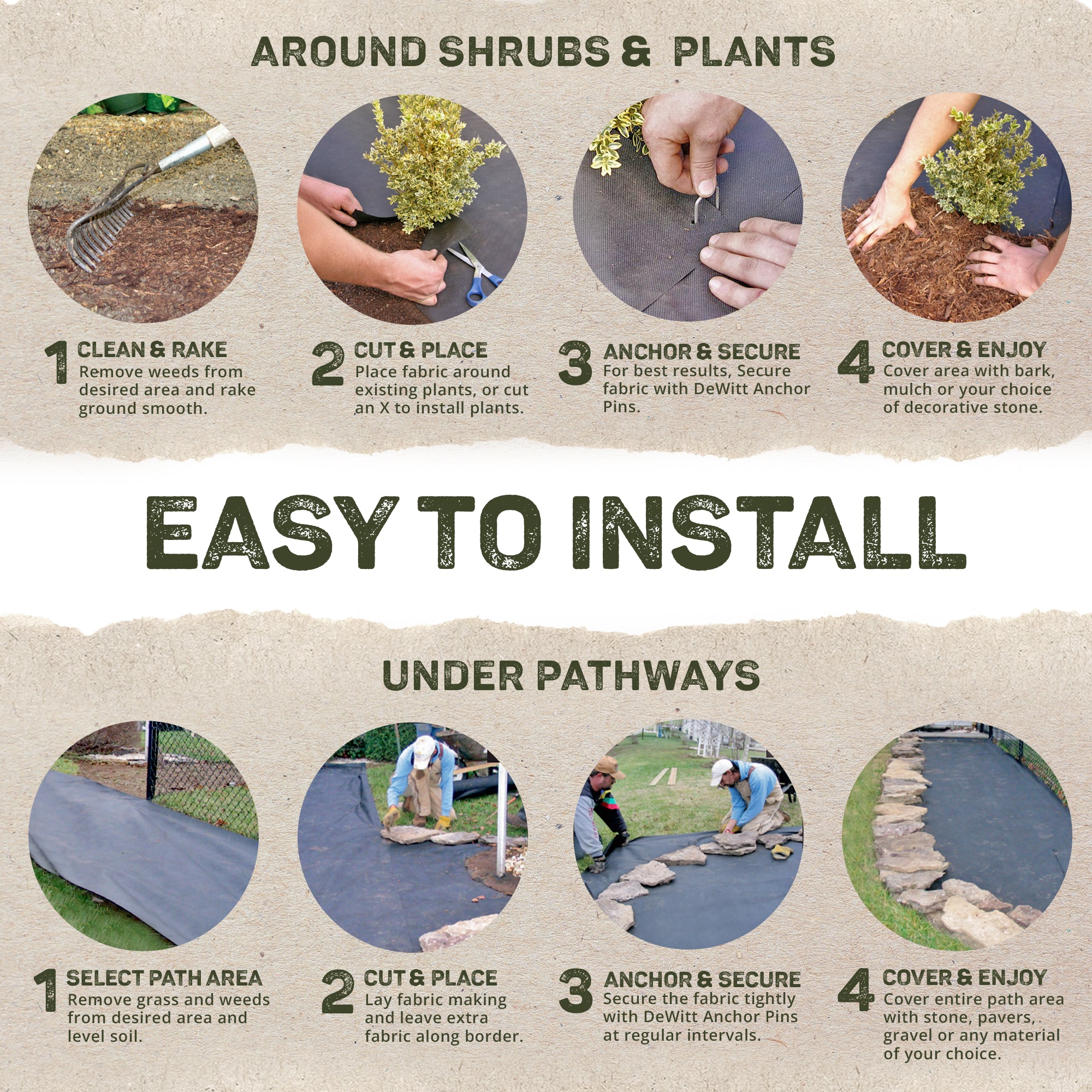 DeWitt Sunbelt 6' Weed Barrier Landscape Fabric Ground Cover, 300' (Open Box) - VMInnovations