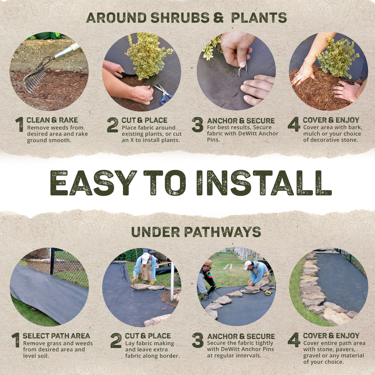 DeWitt Sunbelt 6' Weed Barrier Landscape Fabric Ground Cover, 300' (Open Box) - VMInnovations