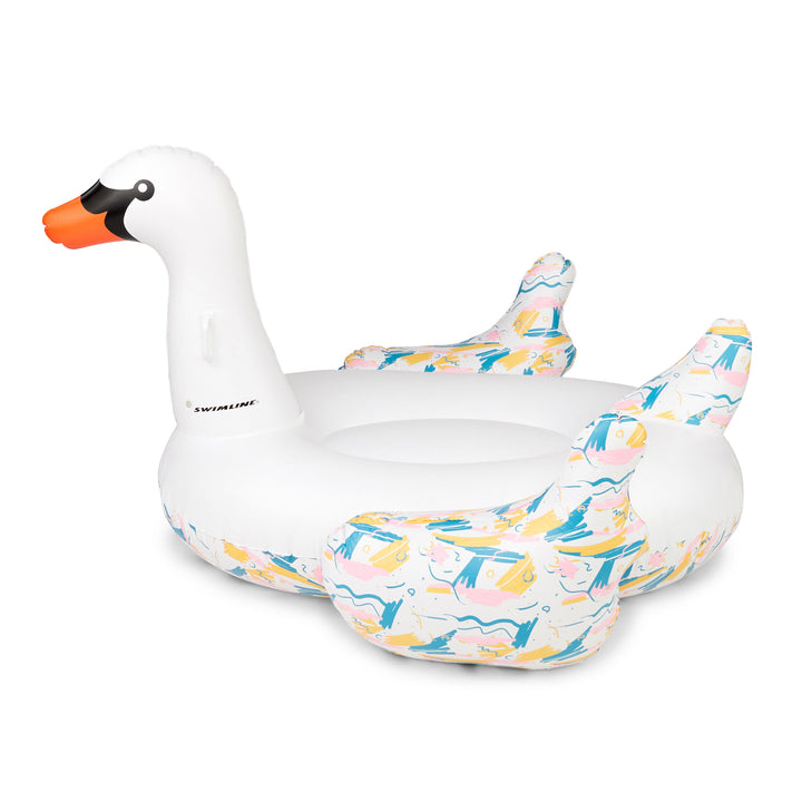 Swimline Giant 76" Inflatable Ride On Swan Swimming Pool Floating Water Raft - VMInnovations