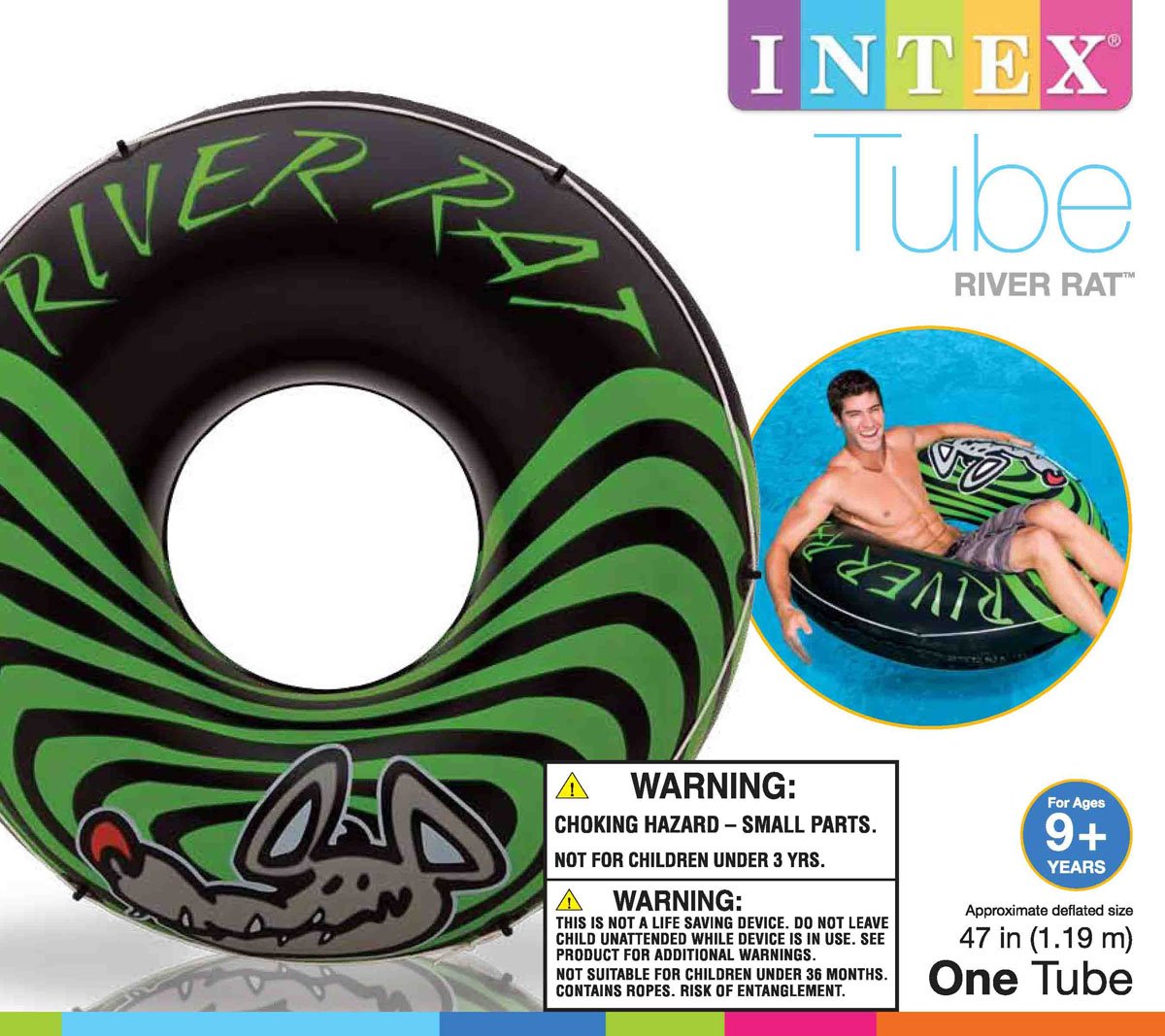 Intex River Rat Inflatable Tube (4 Pack) and River Run Inflatable Tube (4 Pack)