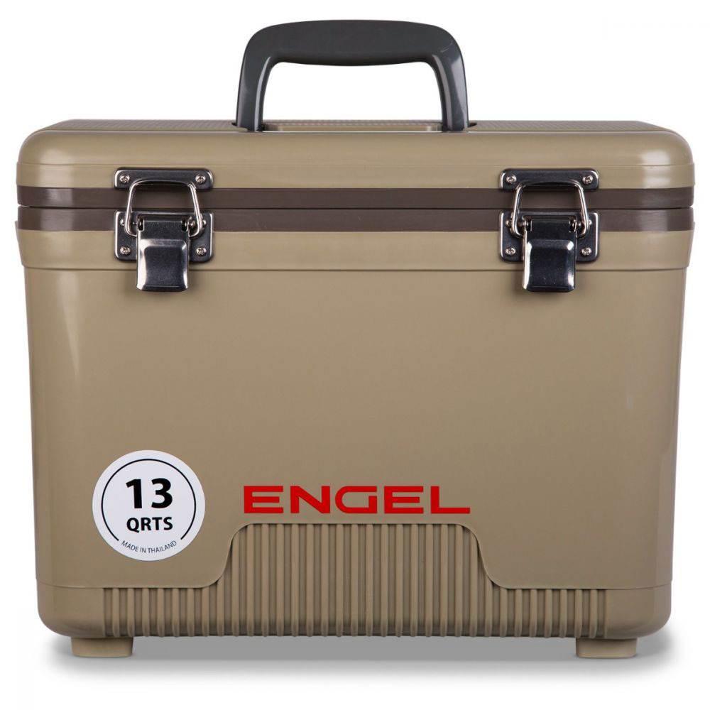 Engel 13 Quart Compact Durable Ultimate Leak Proof Dry Box Cooler, Tan (Damaged)