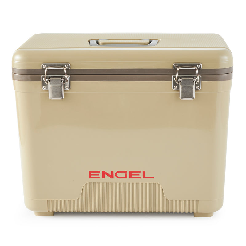 ENGEL 19 Quart Fishing Live Bait Dry Box Ice Cooler with Shoulder Strap, Tan