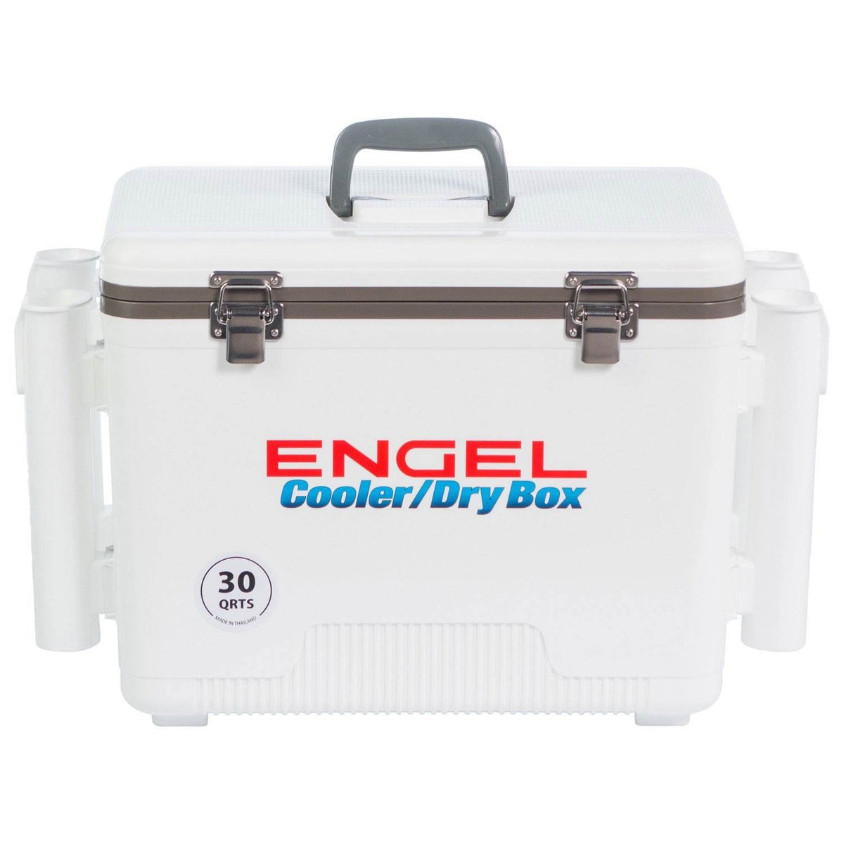 ENGEL 30 Quart 48 Can Lightweight Insulated Mobile Cooler Drybox Chest, White