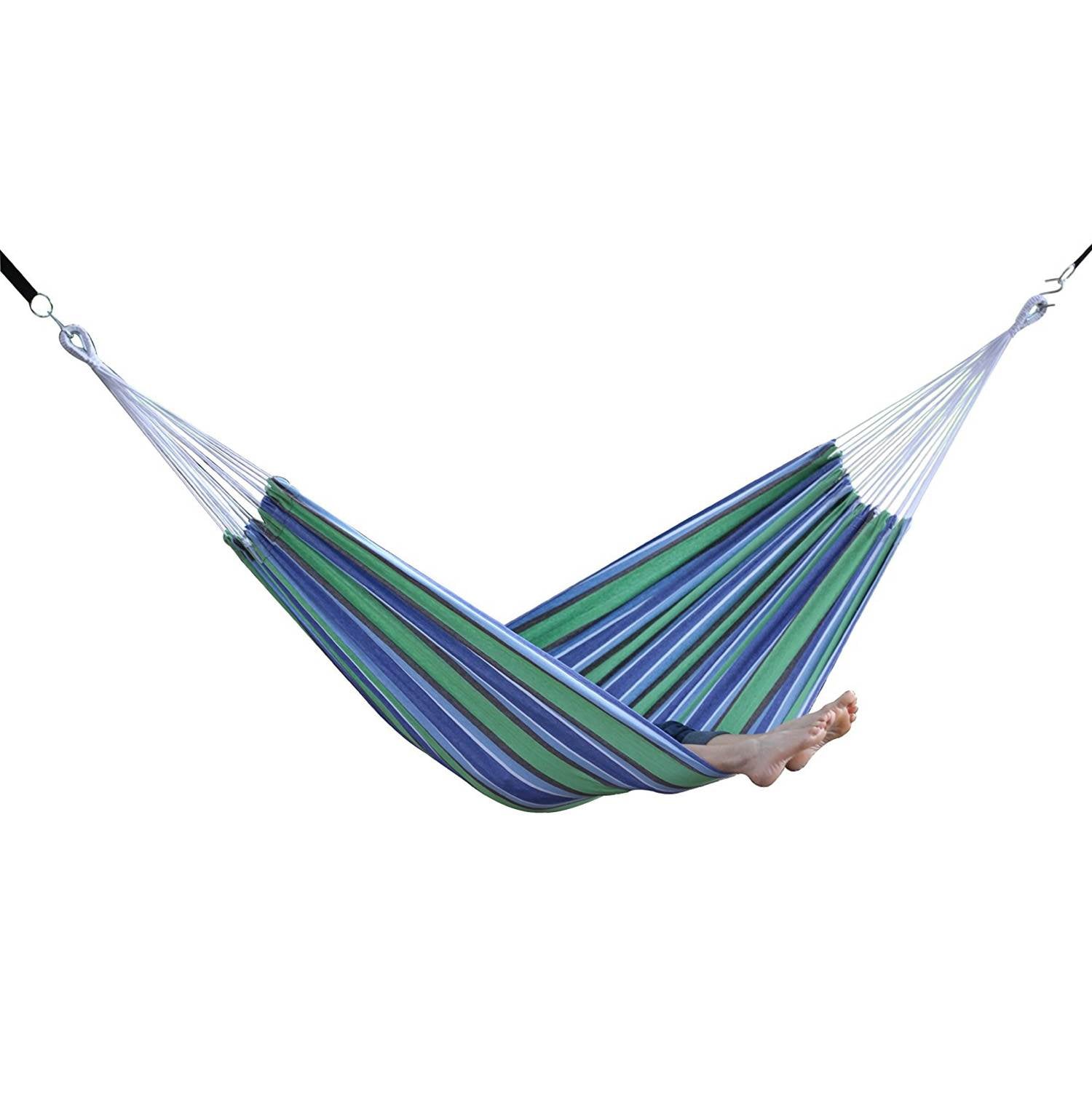 Vivere Brazilian Style Cotton One Person Outdoor Backyard Patio Hammock, Oasis
