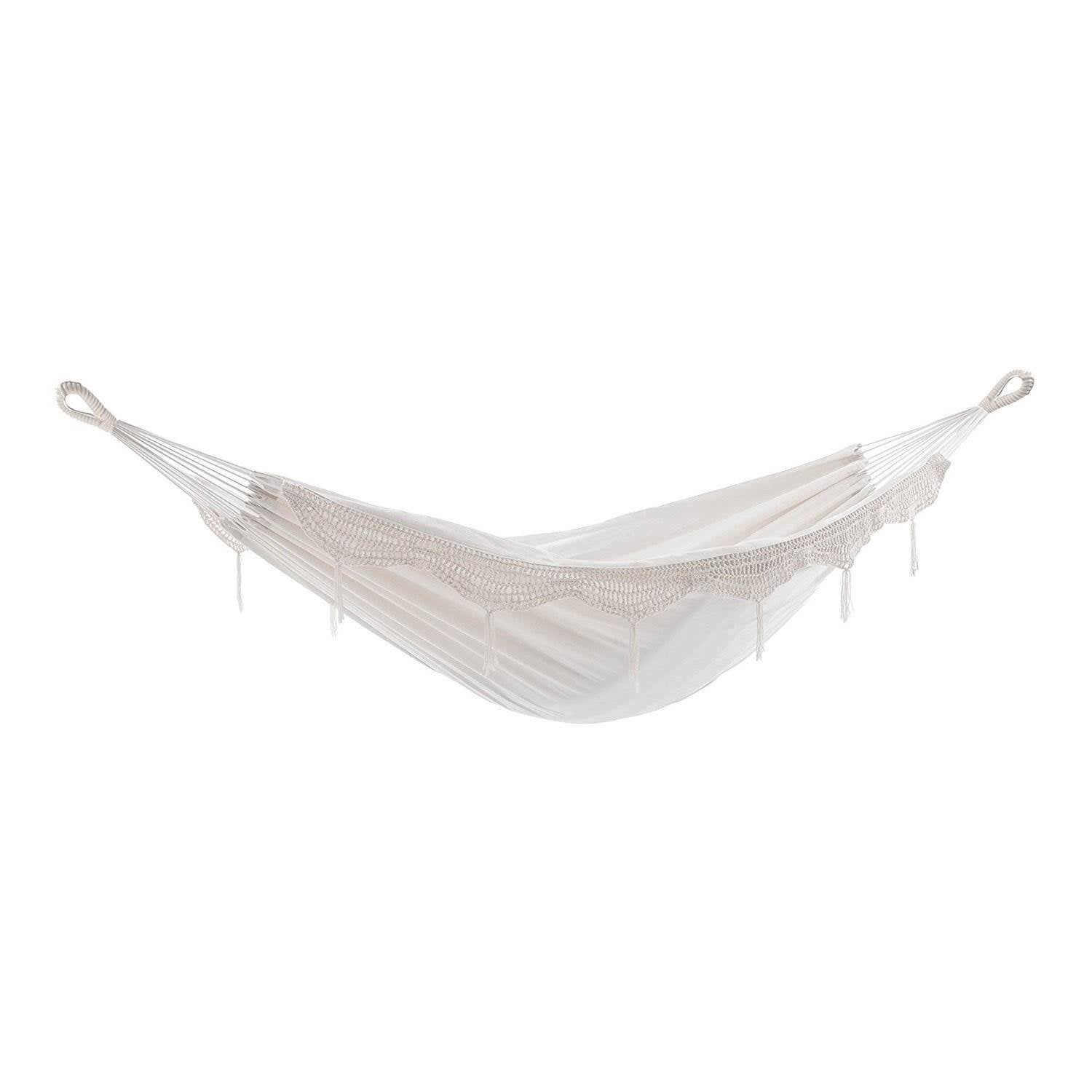 Vivere BRAZ200 Brazilian Style Durable Cotton Double Outdoor Hammock, White