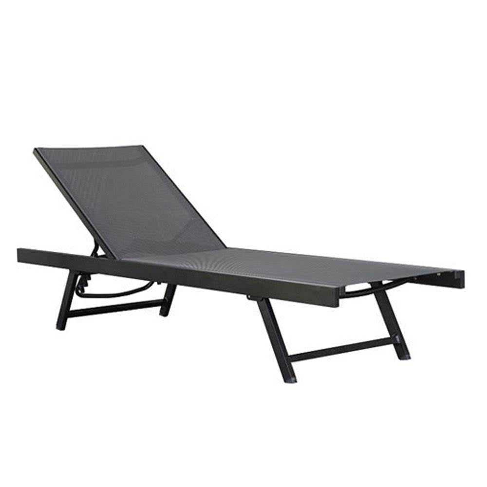 Vivere Aluminum Urban Sun Lounger Backyard Outdoor Patio Chair, Black Chrome