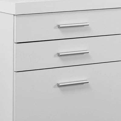 Monarch 3 Drawer Rolling Portable Filing Cabinet, White