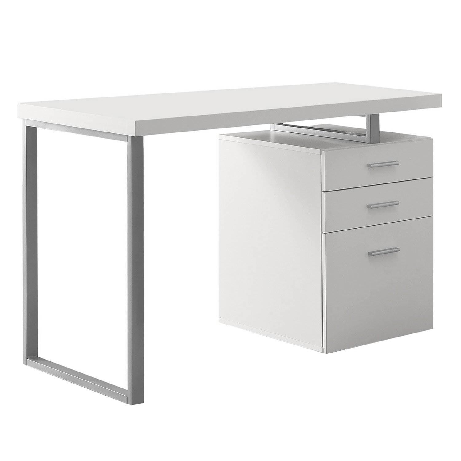 Monarch Specialties Left/Right Facing 47" Modern Home Office Computer Desk,White