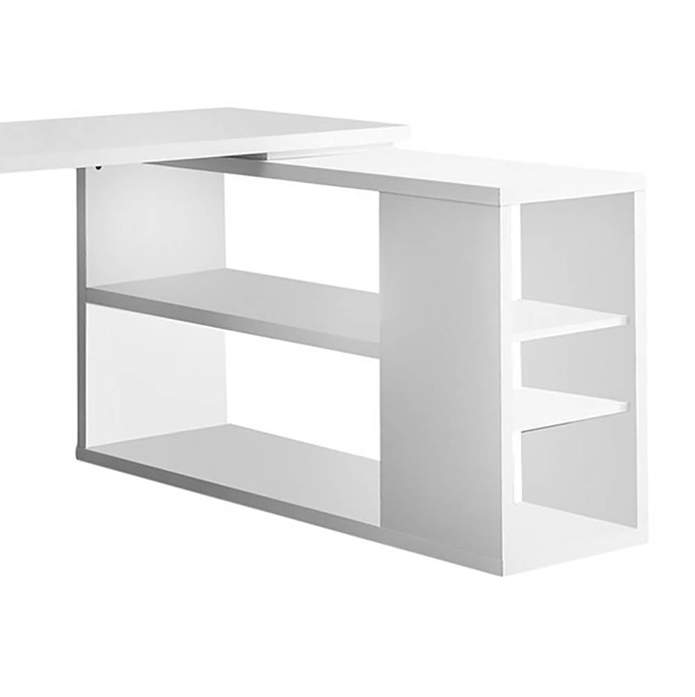 Monarch L Shaped Contemporary Office Computer Desk w/ Drawers, White (Damaged)