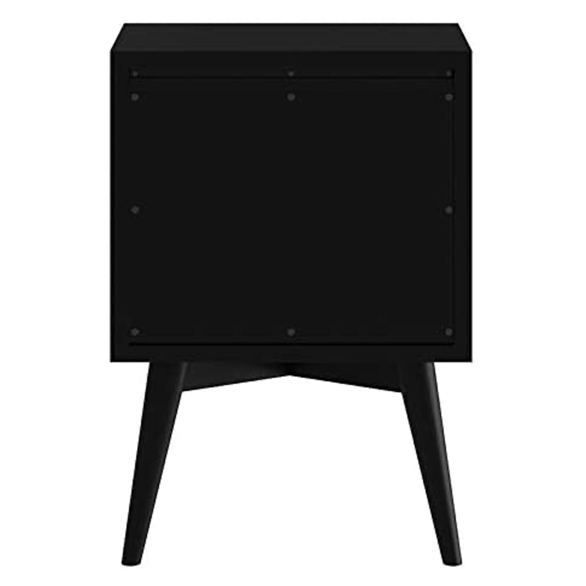 Alpine Furniture Mid Century Modern 2 Drawer Wood Nightstand, Black (Open Box)