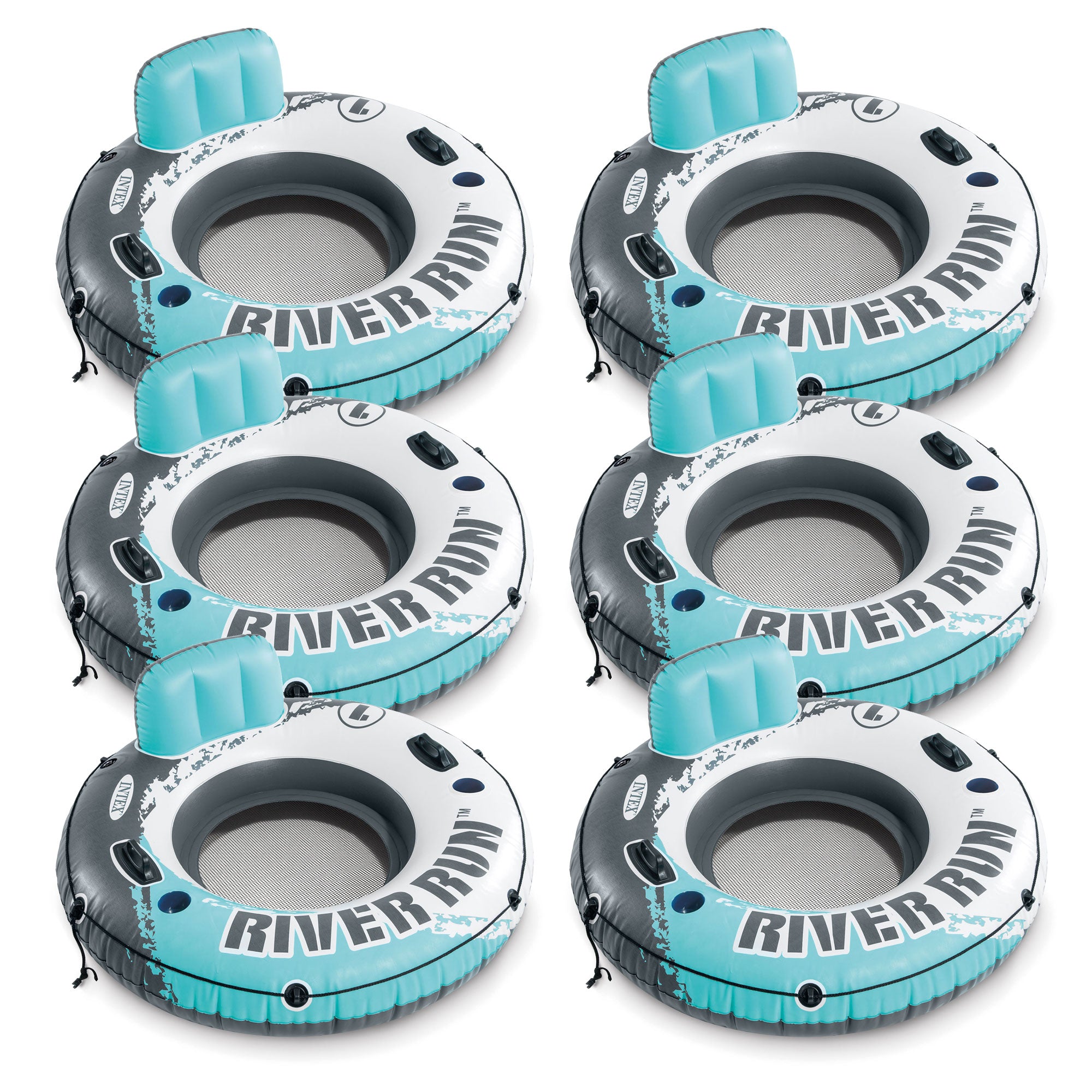 Intex River Run 1 Person Inflatable Floating Tube Lounger, Color Varies (6 Pack)