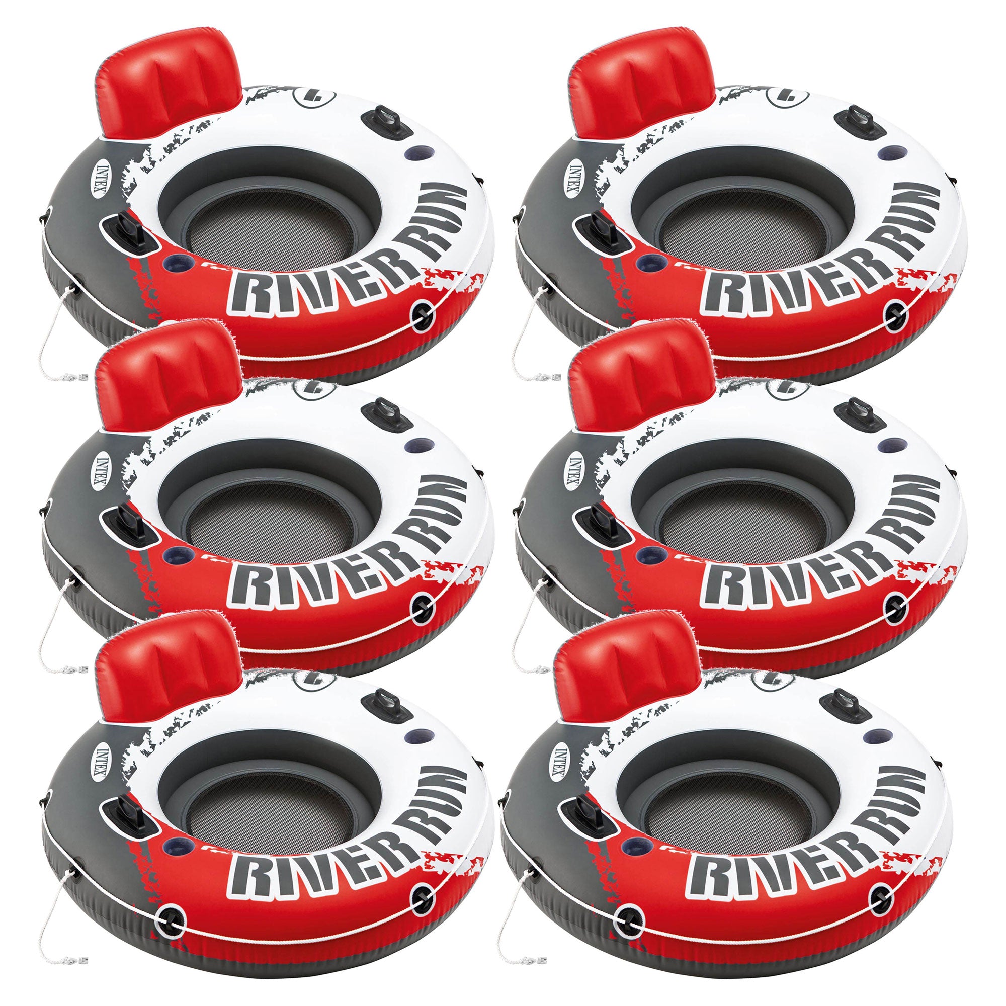 Intex River Run 1 Person Inflatable Floating Tube Lounger, Color Varies (6 Pack)