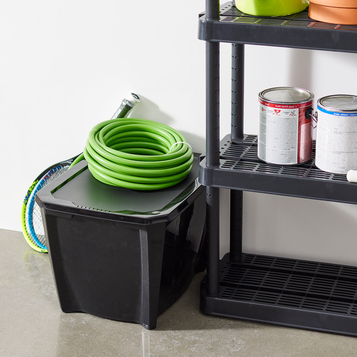 Life Story 20 Gallon Black Heavy Duty Stackable Plastic Storage Tote w/ Snap Lid