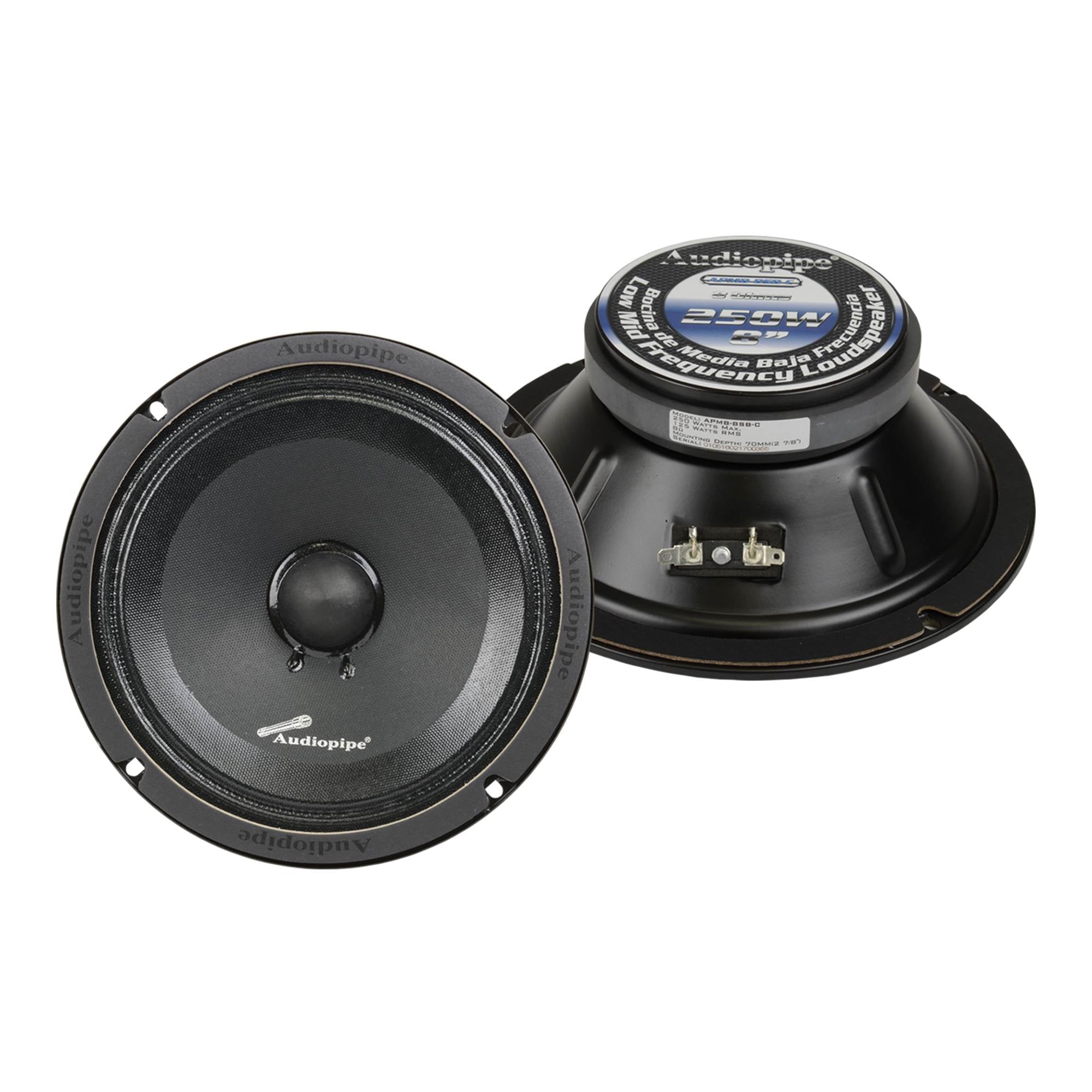 Audiopipe APMB-8SBC 250 Watt 8" Low Mid Frequency Car Audio Loudspeaker (2 Pack)