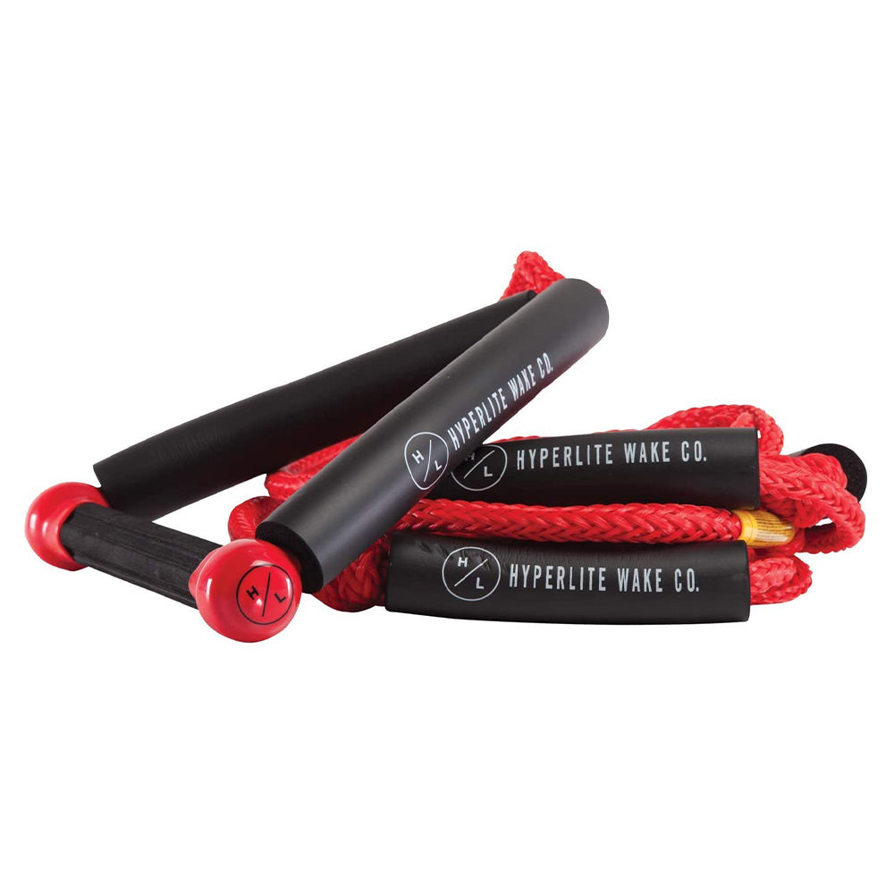 Hyperlite 25 Foot Surf Wakeboard Waterski Breaded Rope with Handle, Red (Used)