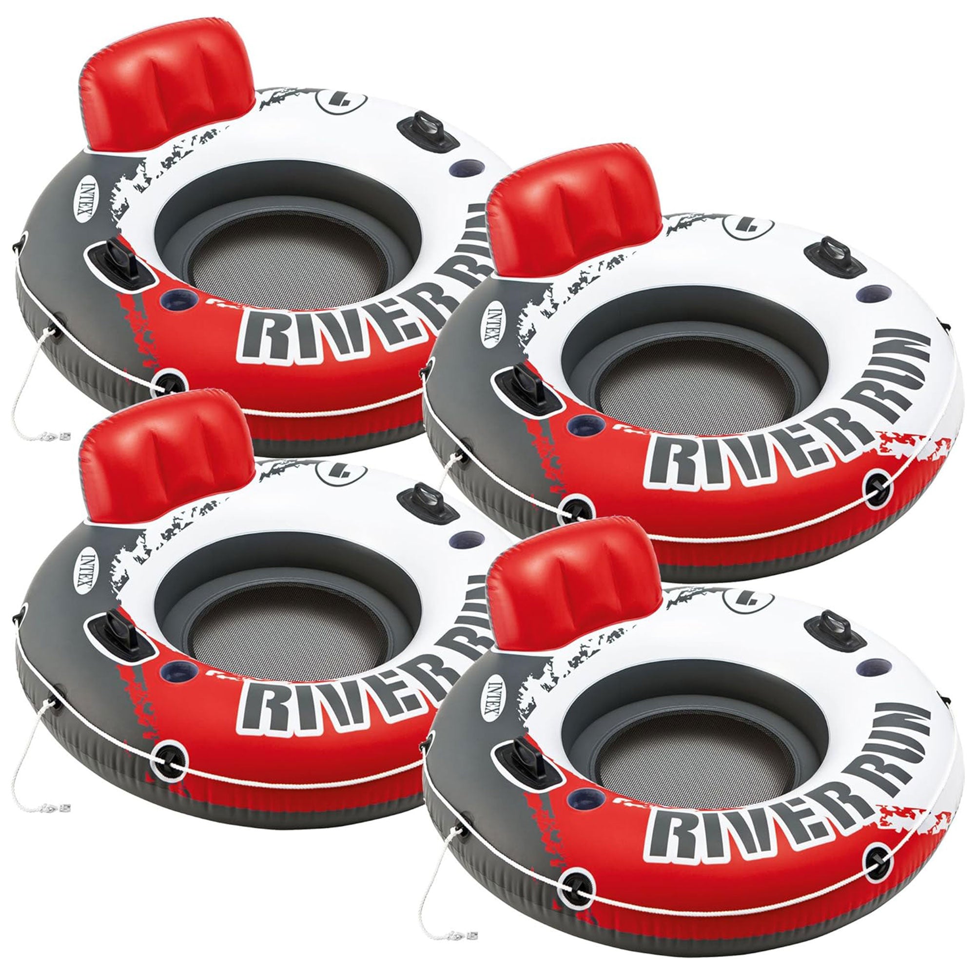 Intex River Run 1 53" Inflatable Floating Water Tube Lake Raft, Red (4 Pack) - VMInnovations