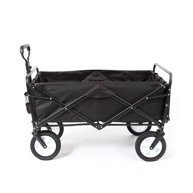 Mac Sports Collapsible Folding Outdoor Garden Utility Wagon Cart w/ Table, Black