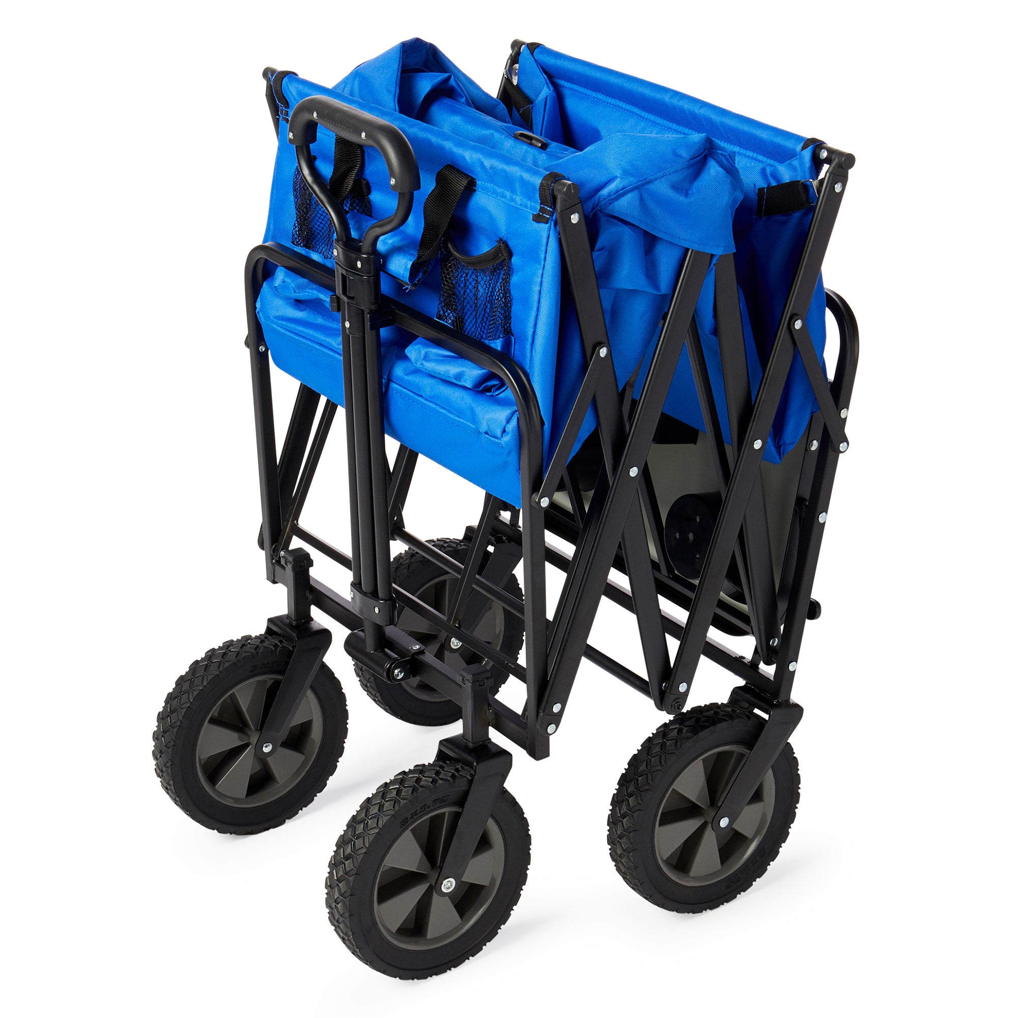 Mac Sports Collapsible Folding Outdoor Garden Utility Wagon Cart w/ Table, Blue - VMInnovations