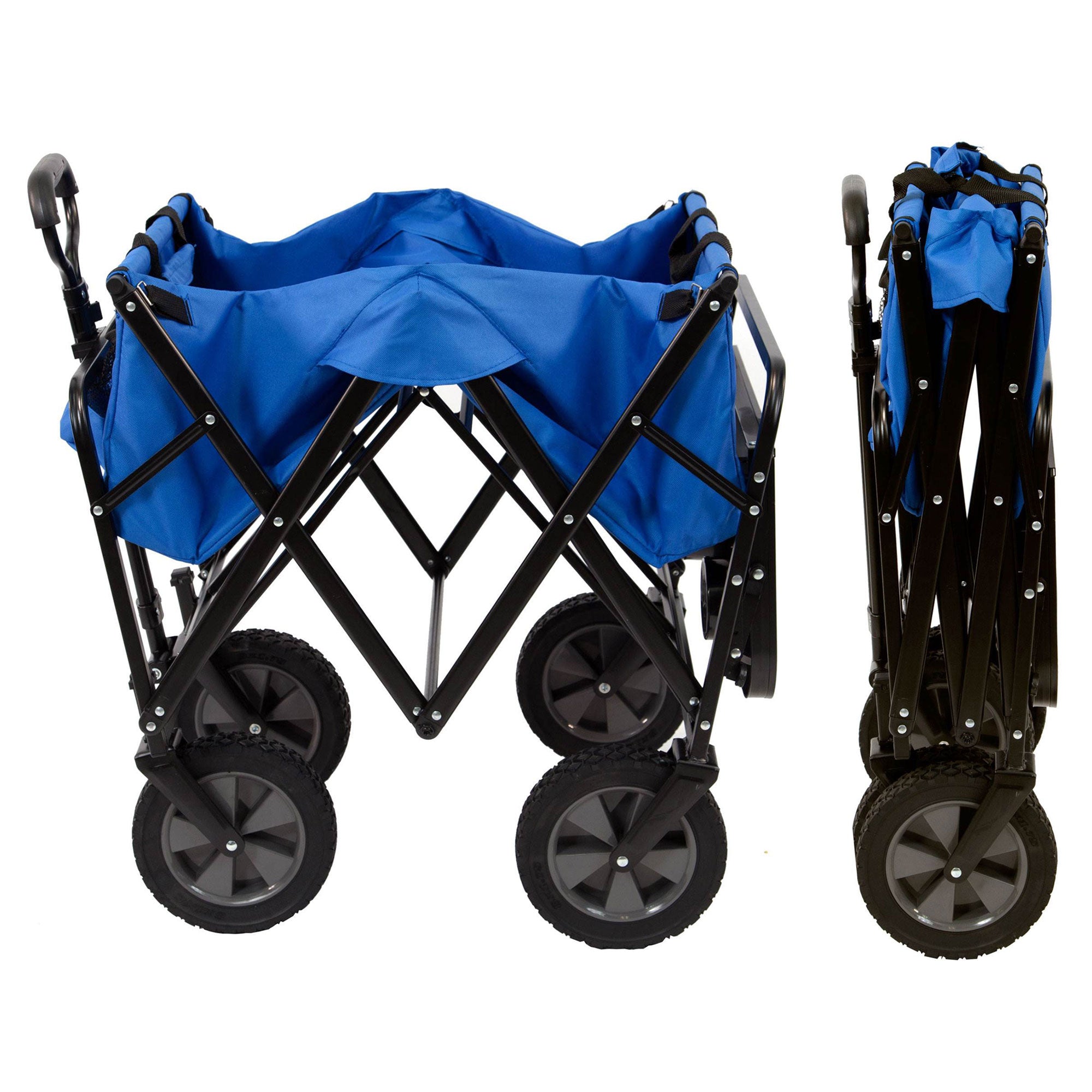 Mac Sports Collapsible Folding Outdoor Garden Utility Wagon Cart w/ Table, Blue - VMInnovations