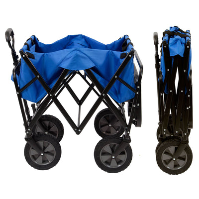 Mac Sports Collapsible Folding Outdoor Garden Utility Wagon Cart w/ Table, Blue
