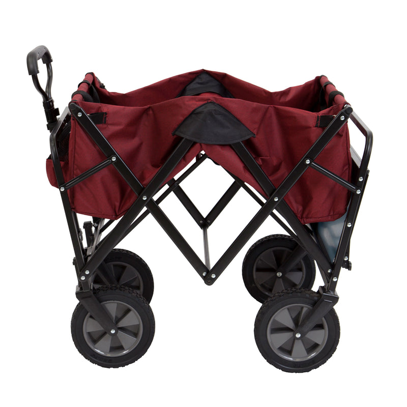 Mac Sports Collapsible Folding Outdoor Garden Utility Wagon w/ Table, Maroon