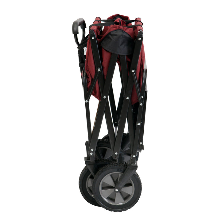 Mac Sports Collapsible Folding Outdoor Garden Utility Wagon w/ Table, Maroon - VMInnovations