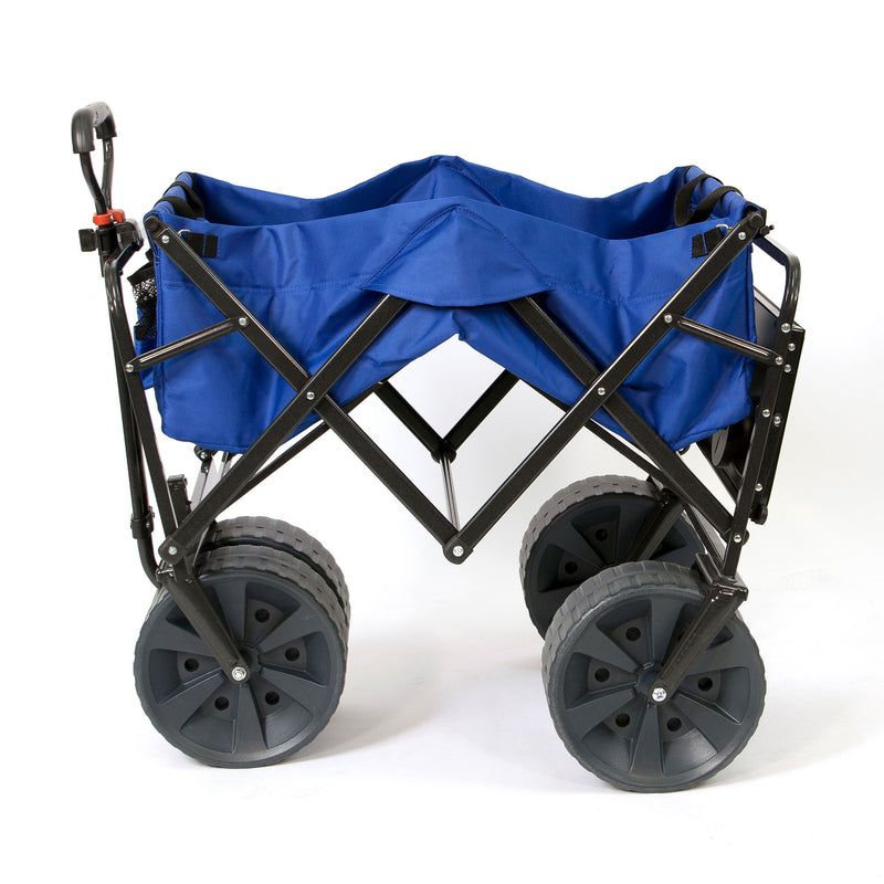 Mac Sports Collapsible All Terrain Beach Utility Wagon Cart with Table, Blue