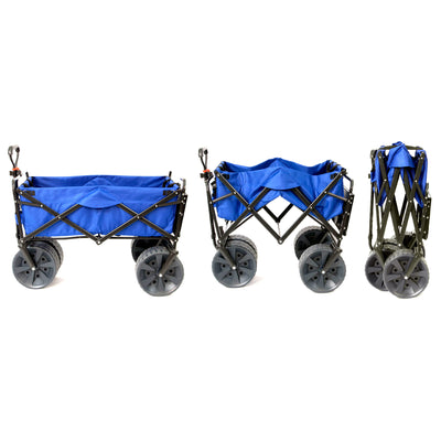 Mac Sports Collapsible All Terrain Beach Utility Wagon Cart with Table, Blue