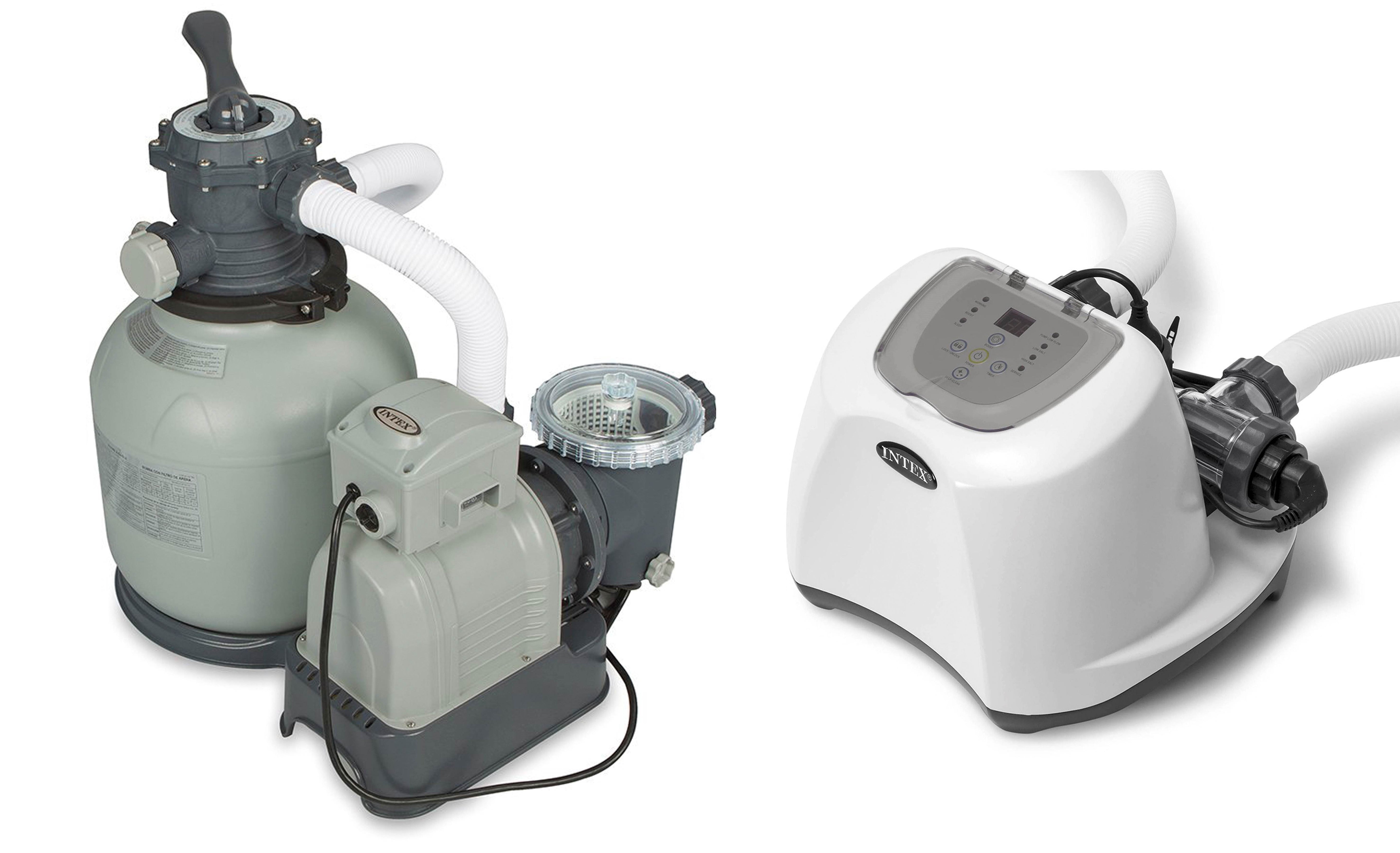 Intex Krystal Clear 2100 GPH Sand Filter Pump & 15000 Gal Saltwater Chlorinator