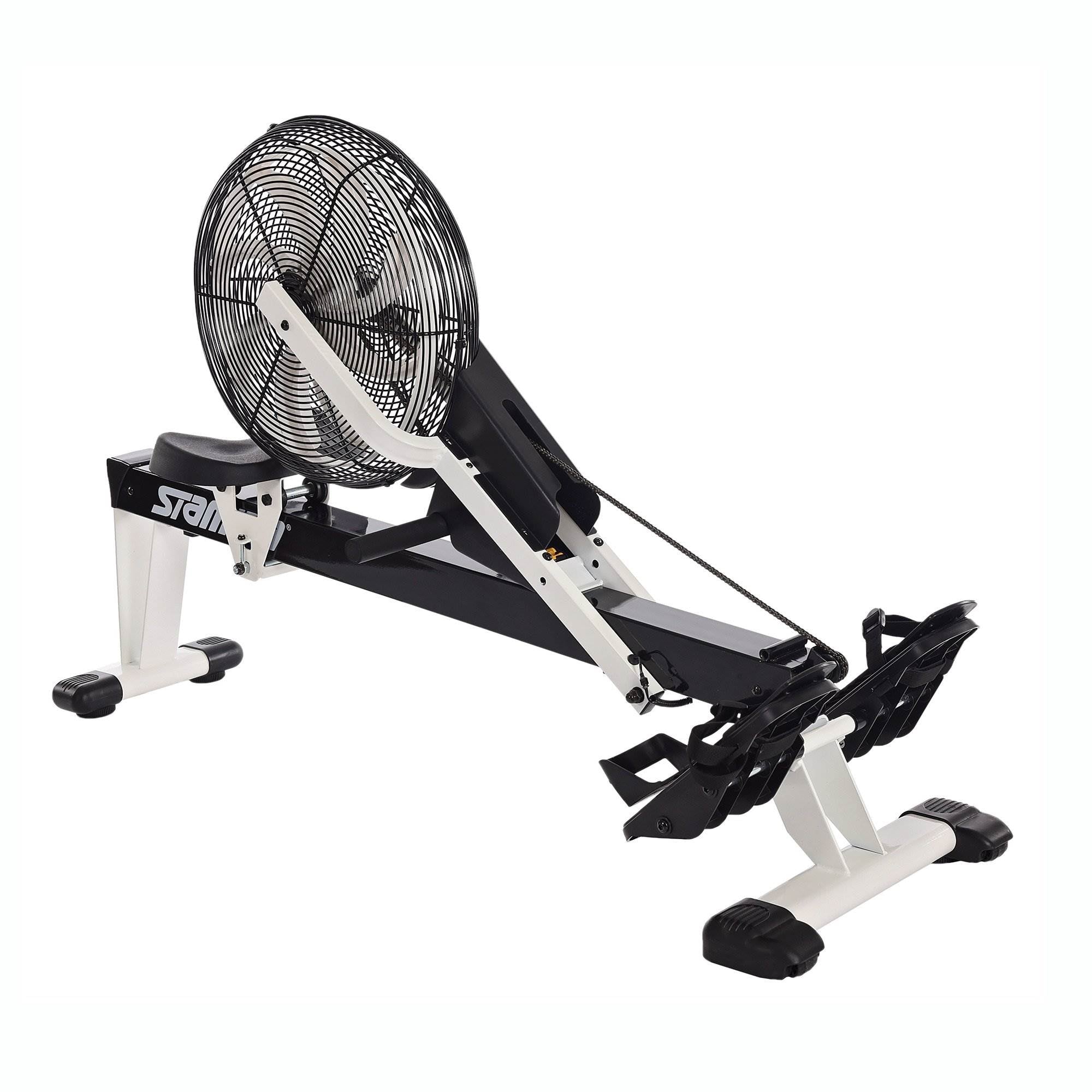 Stamina Cardio Foldable Air Rower Rowing Machine, Black/White + Equipment Mat