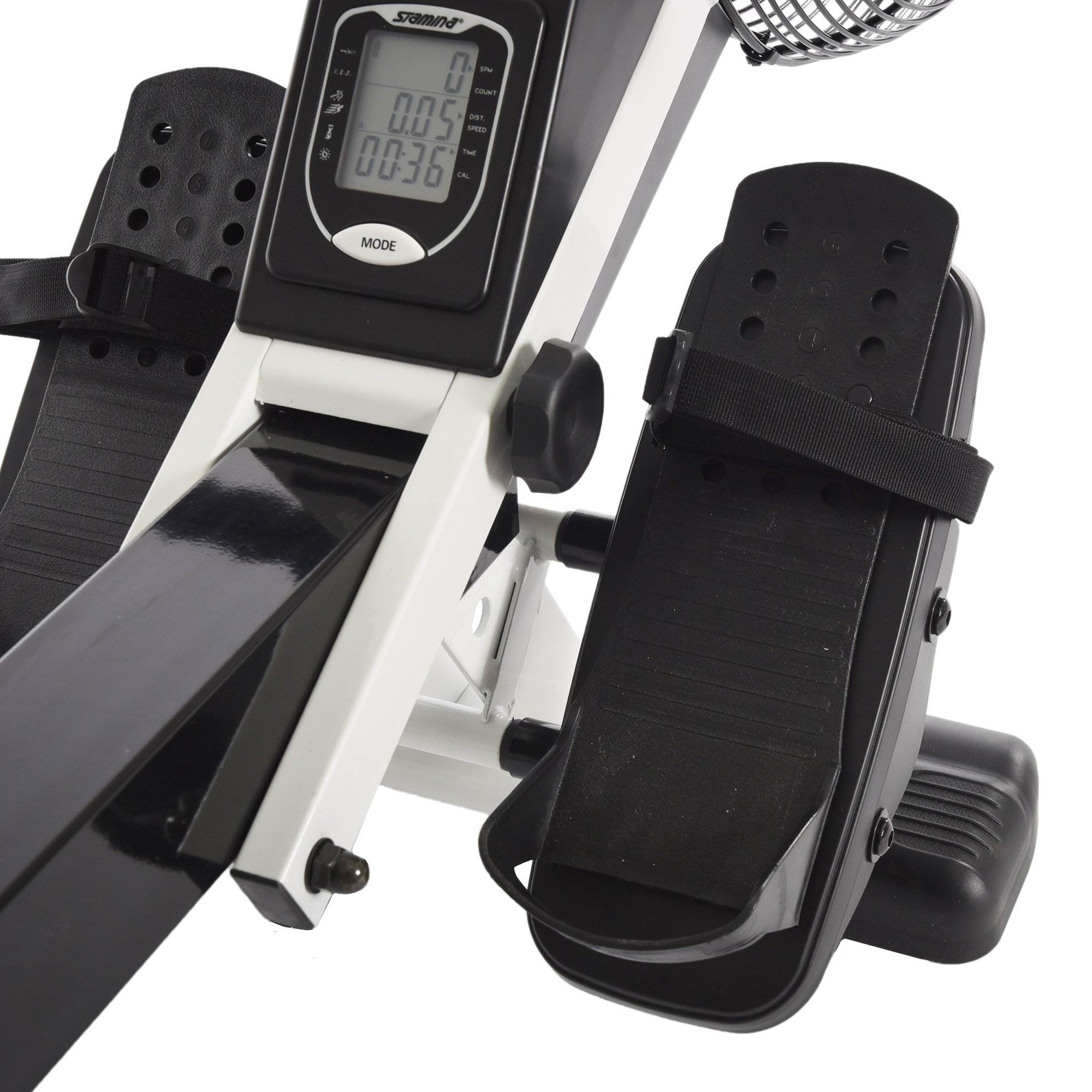 Stamina Cardio Foldable Air Rower Rowing Machine, Black/White + Equipment Mat