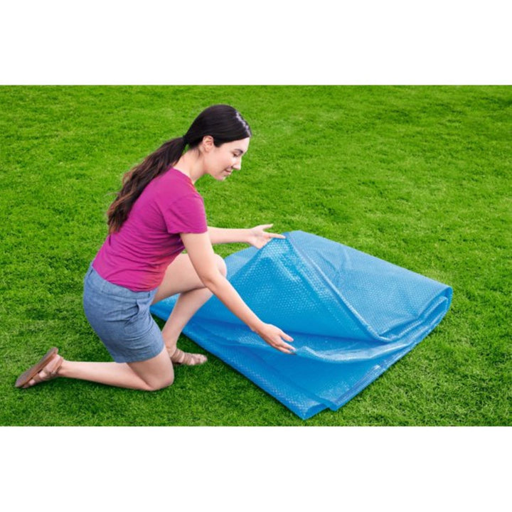 Bestway 14 Ft Round Above Ground Solar Pool Cover & FlowClear AquaScoop Skimmer - VMInnovations