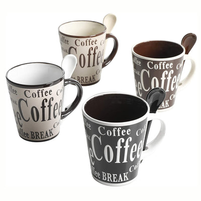 Gibson Mr. Coffee Dolce Cafe 4 Person 8 Piece Mug and Spoon Set, Assorted Colors