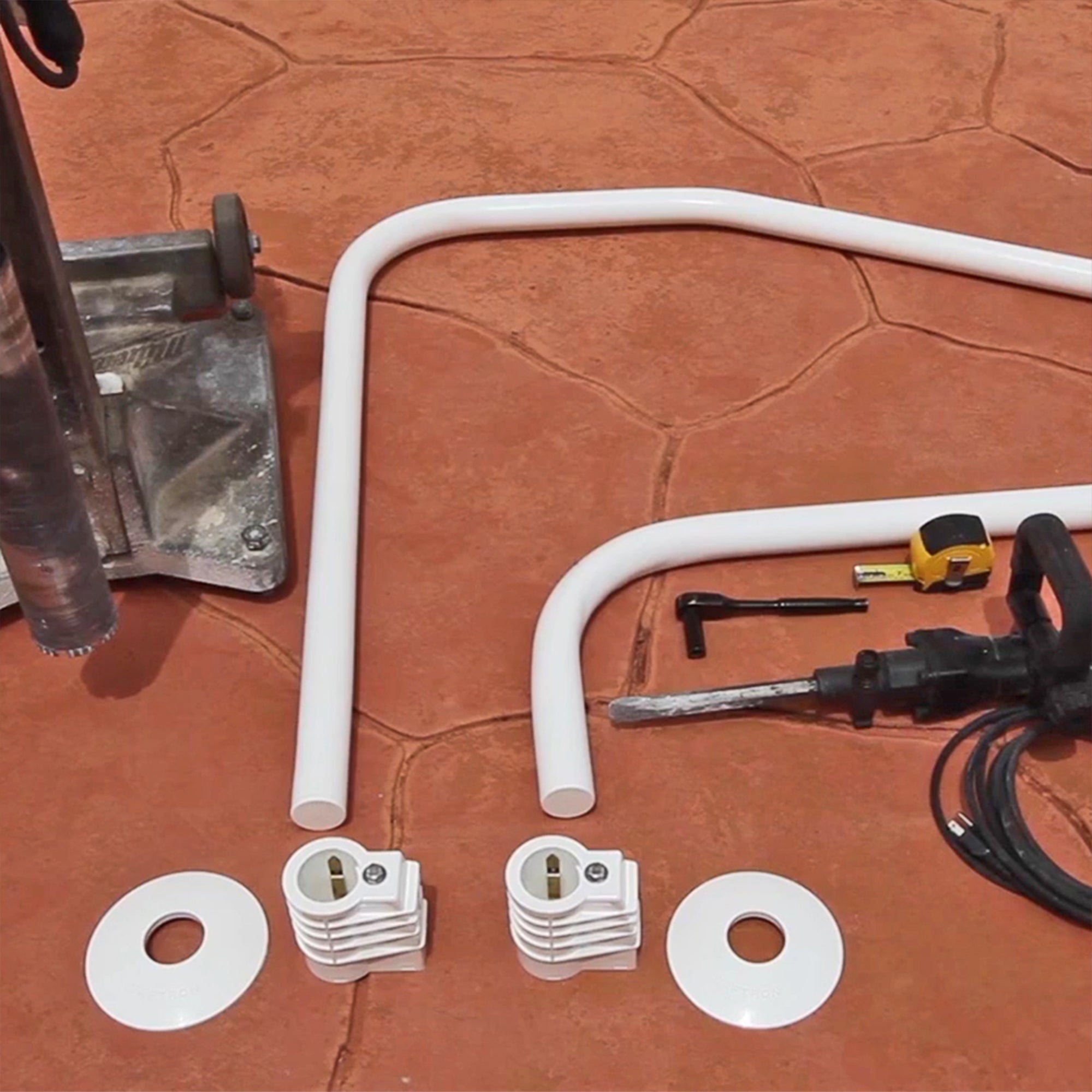 Saftron In Ground Swimming Pool and Spa Handrail Ladder Anchor Socket, White - VMInnovations