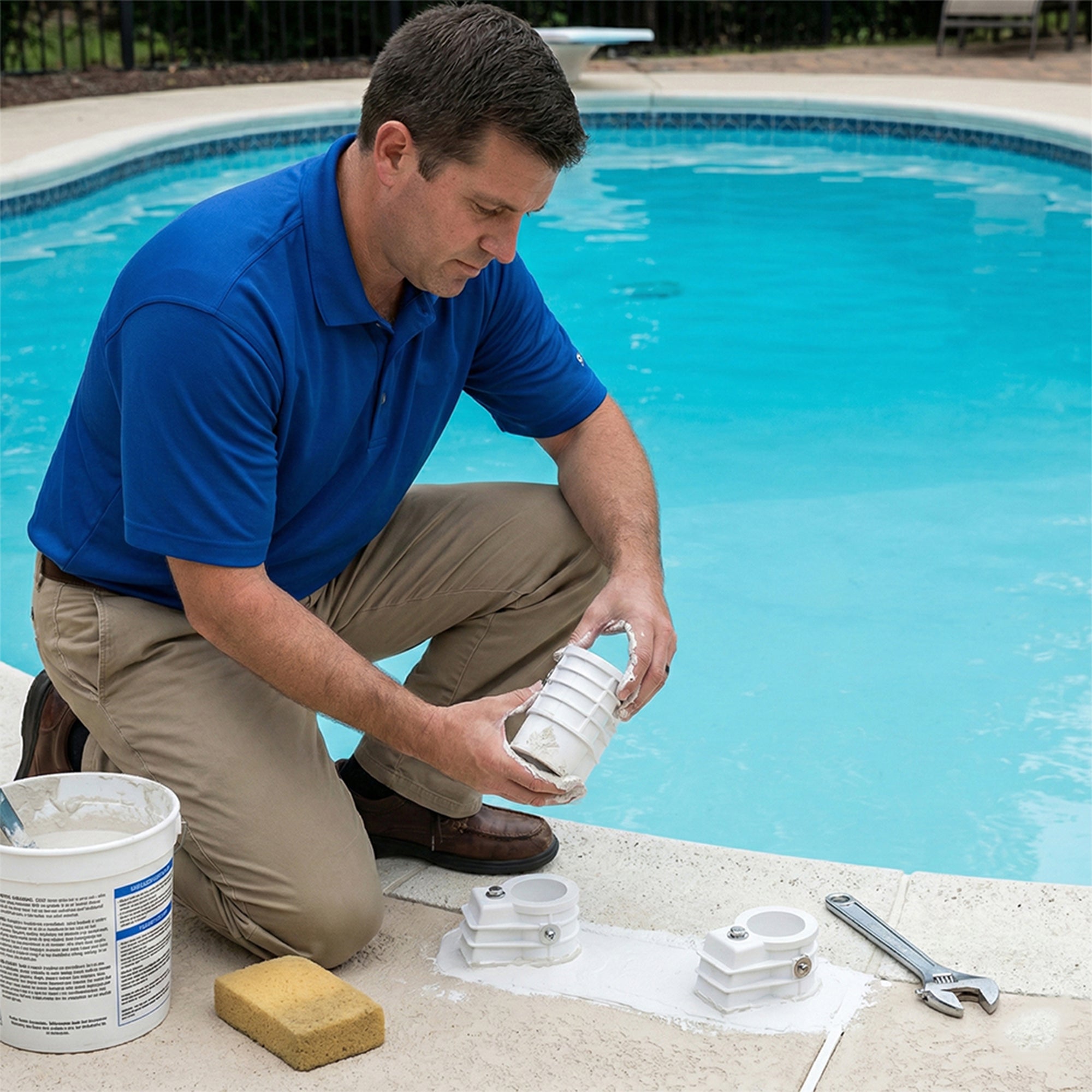 Saftron In Ground Swimming Pool and Spa Handrail Ladder Anchor Socket, White - VMInnovations
