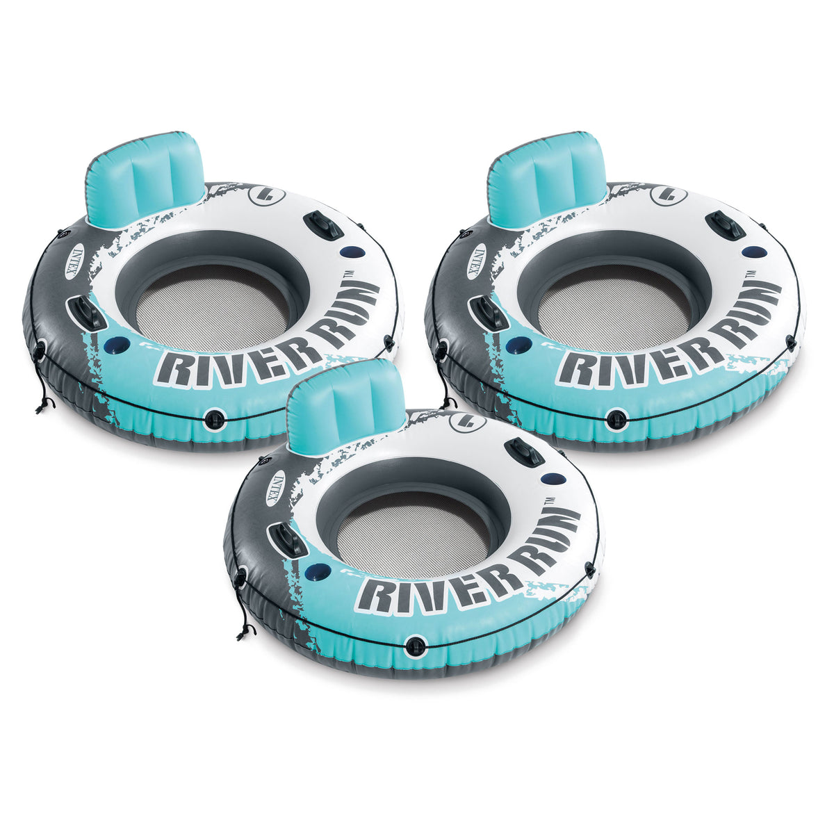Intex River Run Single Inflatable Lake Floating Water Tubes, 3 Pack, Multicolor