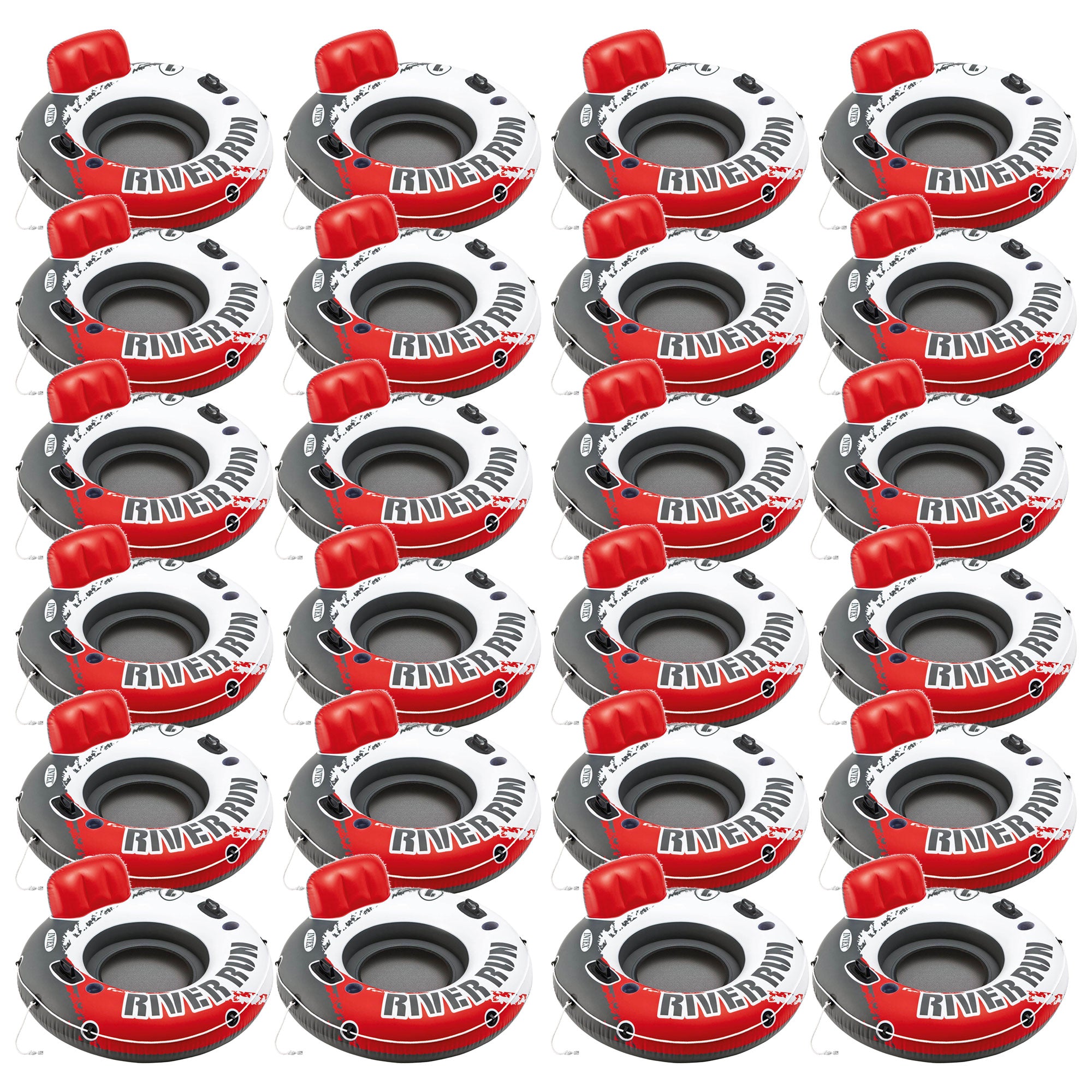 Intex River Run 1 53" Inflatable Floating Water Tube Lake Raft, Red (24 Pack)