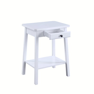 ACME Furniture Kaife Accent Side End Sofa Bedside Small Nightstand Table, White