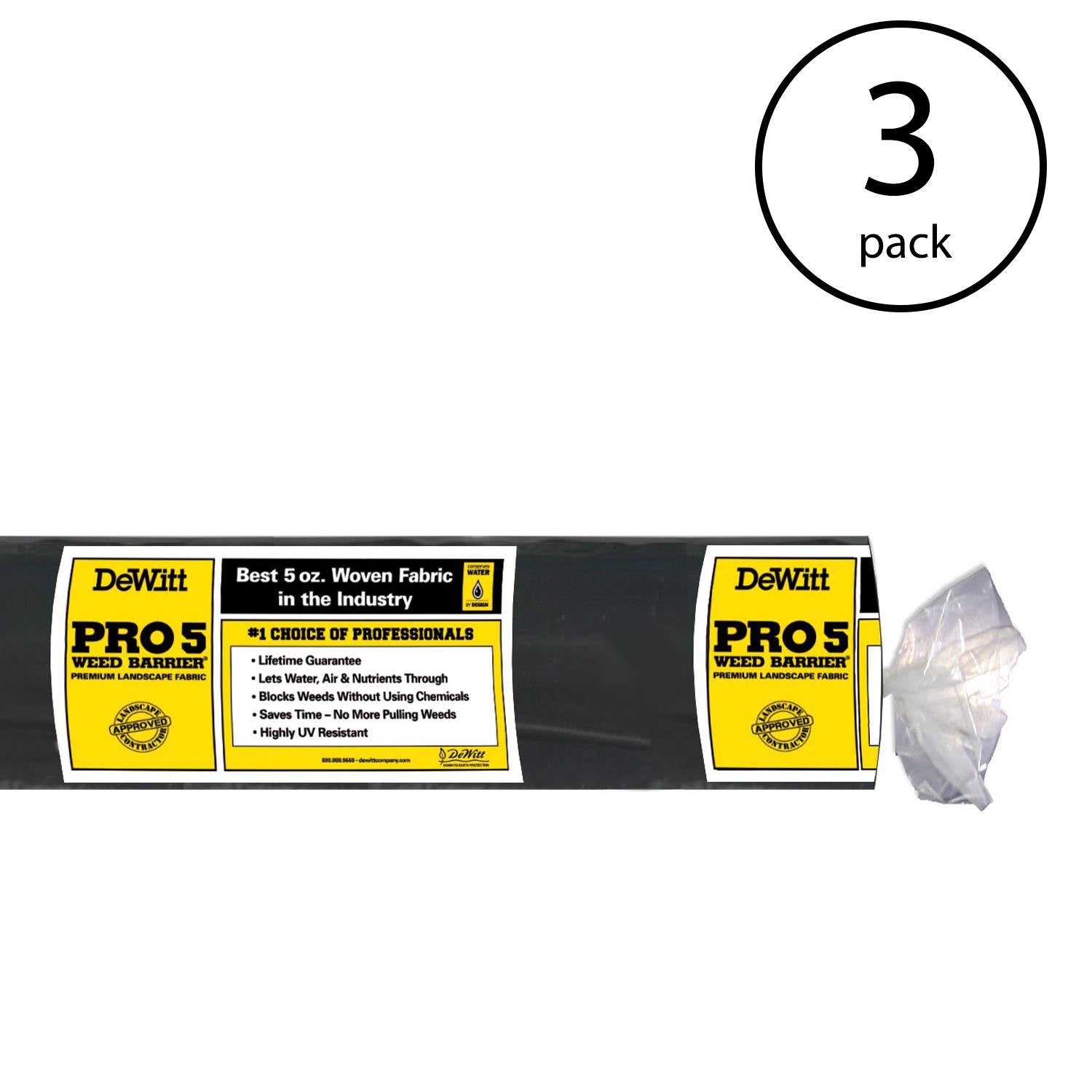 DeWitt P3 Pro 5 Commercial Landscape 5-Oz Weed Barrier Fabric, 3 x 250' (3 Pack)
