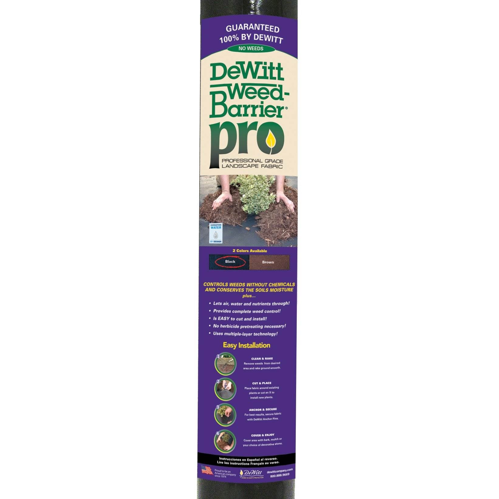 DeWitt Weed Barrier Pro 3 Ounce Landscape Fabric in Black, 4' x 100' (2 Pack) - VMInnovations