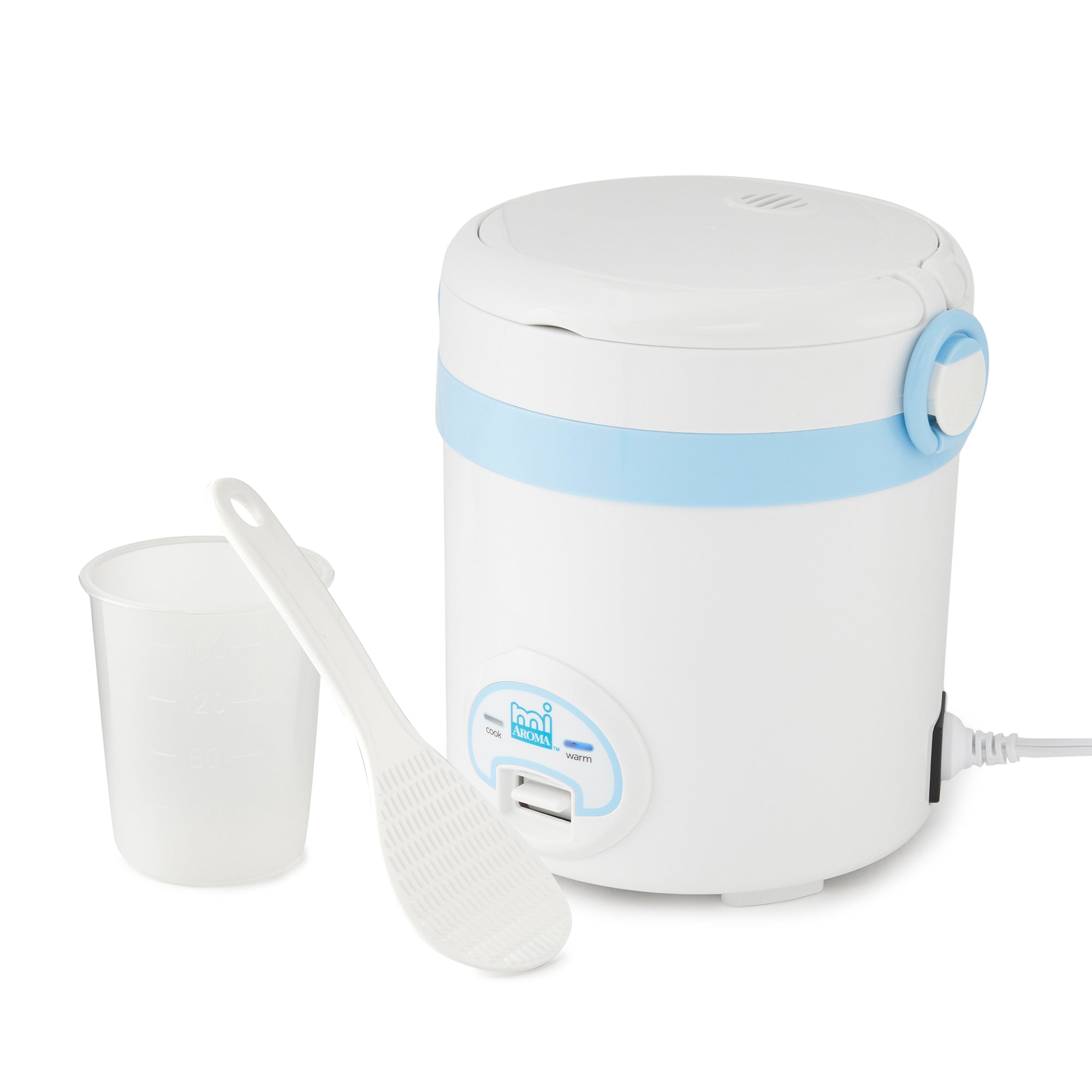 Aroma miAroma Mini Digital 3 Cup Dishwasher Safe Rice Cooker, Blue (Used)