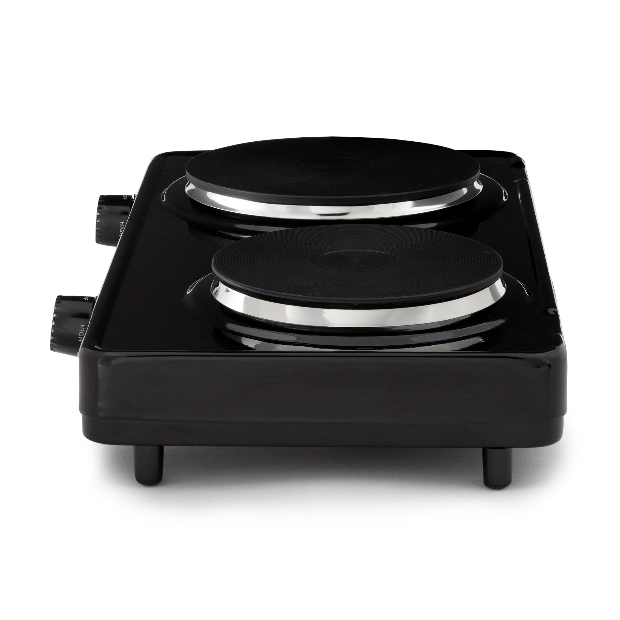Aroma Cast Iron Portable Double Burner Electric 1440W Hot Plate, Black(Open Box)