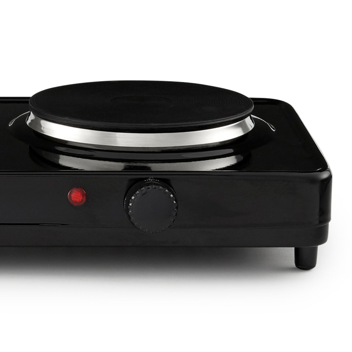 Aroma Cast Iron Portable Double Burner Electric 1440W Hot Plate, Black(Open Box)