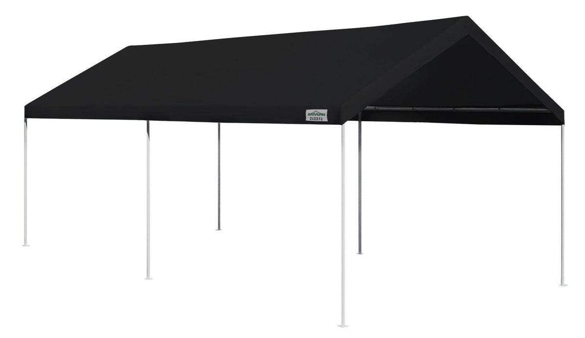 Caravan Canopy Domain 10 x 20 Ft Carport Top and Sidewalls, Black w/ Anchor Set